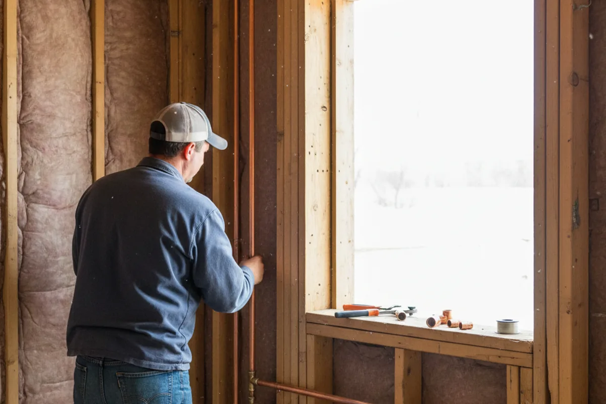 Licensed plumber running new copper supply lines in a Oakdale home