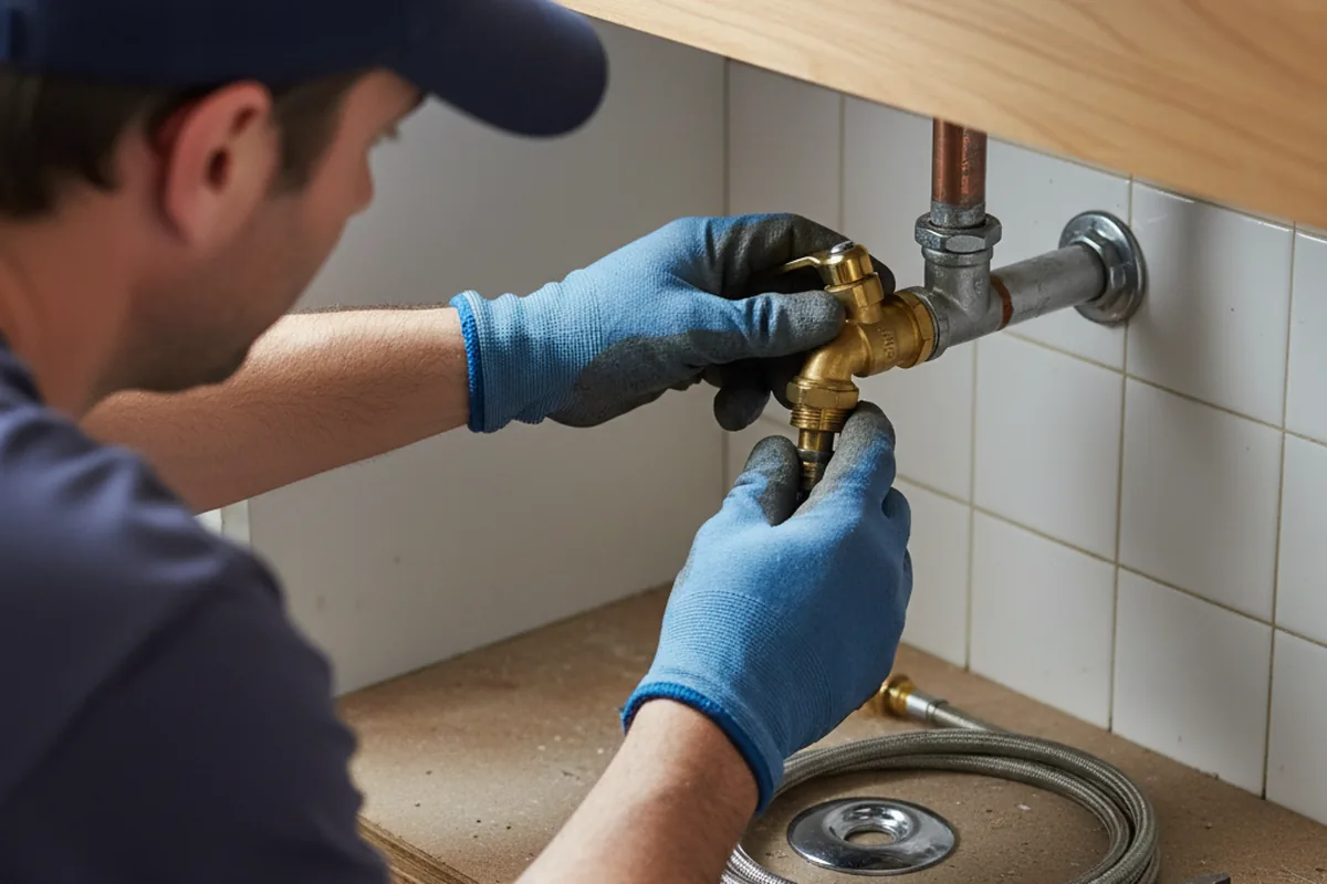 Shutoff valve and fitting work during Burst Pipe Repair in Oakdale